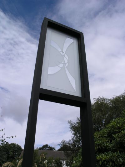 Sky Banner. Carved laminated glass. Karen Liversedge